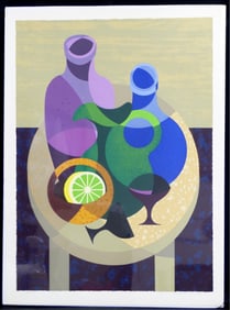 FLAVIO CABRAL MODERNIST STILL LIFE SERIGRAPH