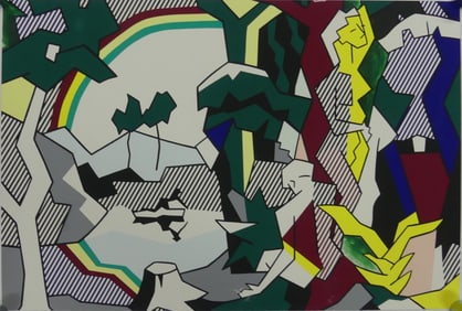 ROY LICHTENSTEIN 'LANDSCAPE w FIGURES & RAINBOW'
