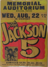 JACKSON 5 MEMORIAL AUDITORIUM CONCERT POSTER