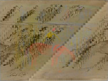 RAOUL DUFY 'JOCKEY' MIXED MEDIA ON PAPER