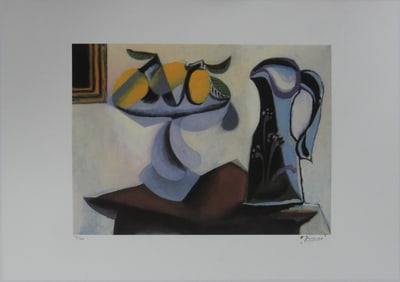 PABLO PICASSO 'STILL LIFE w FRUIT & CARAFE' LITHO
