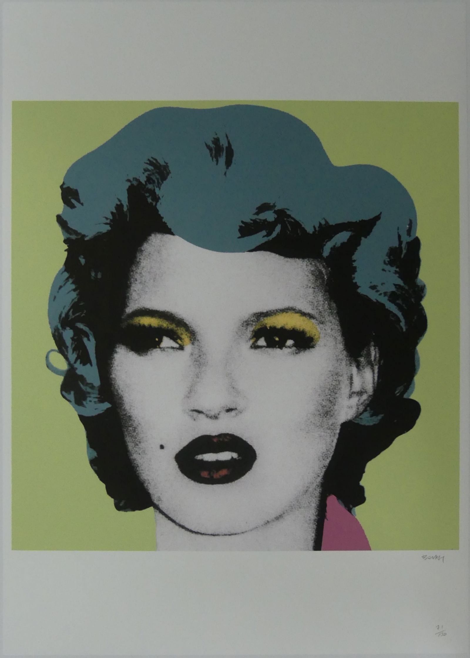 BANKSY 'MARILYN' LITHOGRAPH: Banksy 'Marilyn Monroe' lithograph. Pencil signed lower right. Numbered 71/150 lower right within blindstamp. Sheet measures 27 1/2" x 19 3/4".