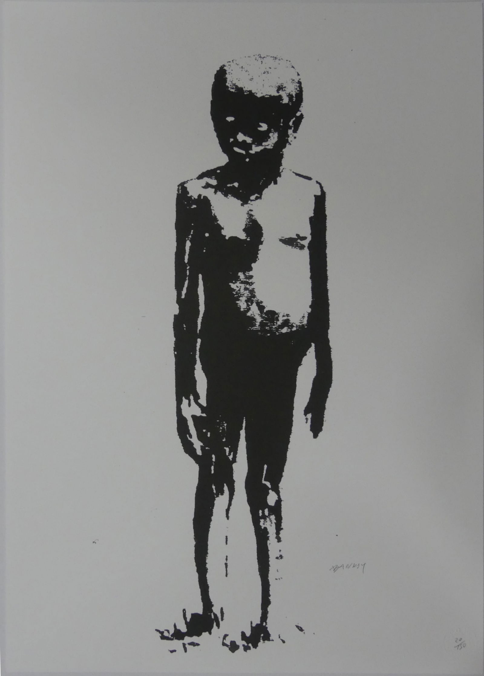 BANKSY 'ELEPHANT IN THE ROOM' LITHOGRAPH: Banksy 'Elephant in the Room' lithograph. Pencil signed lower right. Numbered 20/150 lower right within blindstamp. Sheet measures 27 1/2" x 19 3/4".