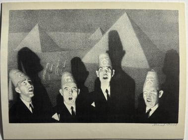 GRANT WOOD PLATE SIGNED OFFSET LITHOGRAPH