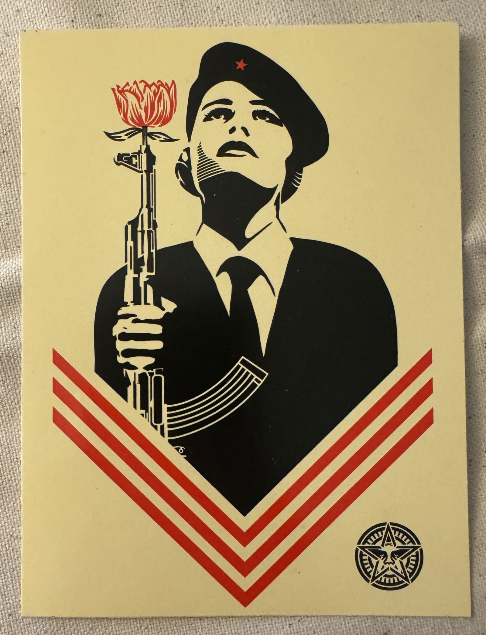 SHEPARD FAIREY 'AK47, LOTUS' PRINT: Shepard Fairey "Ak47, Lotus" print 5.25 x 4.00 inches.