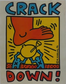 KEITH HARING 'CRACK DOWN!' OFFSET LITHOGRAPH
