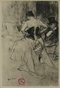 TOULOUSE-LAUTREC 'WOMAN IN CORSET' STAMPED PRINT