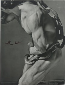 HERB RITTS 'MAN WITH CHAIN' SIGNED PHOTO-LITHO
