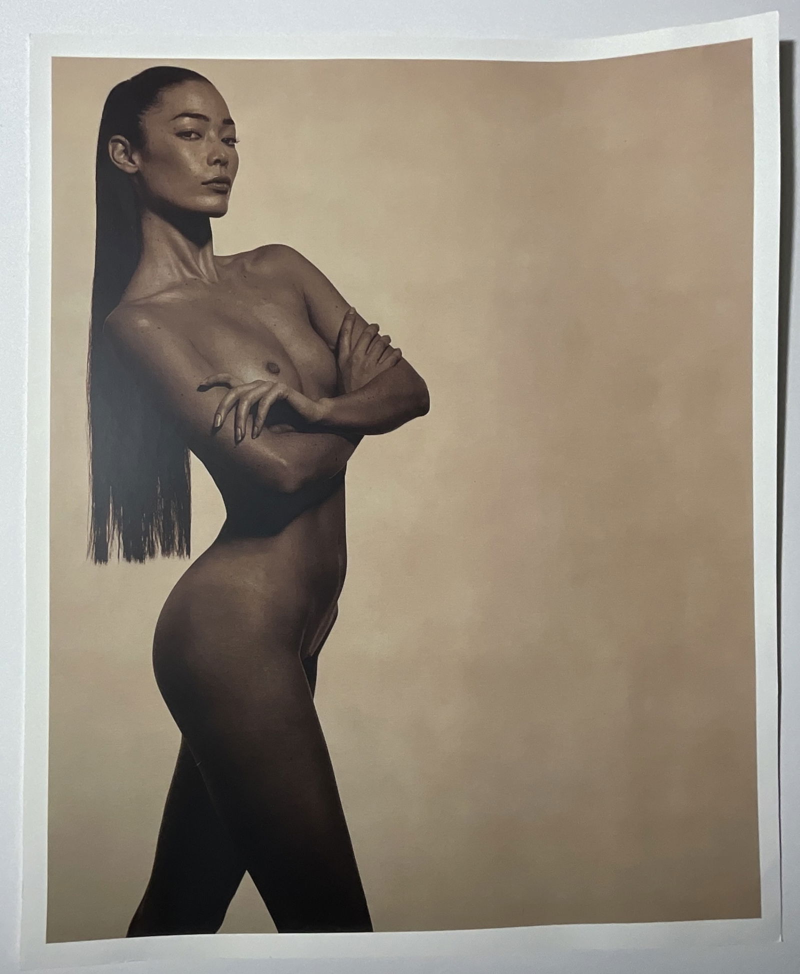 KARL LAGERFELD 'CECILA DEAN' SATIN UMBER PHOTO: Karl Lagerfeld (German, 1933-2019) 'Cecila Dean' satin umber photo-litho. Measures 14 x 11 inches.