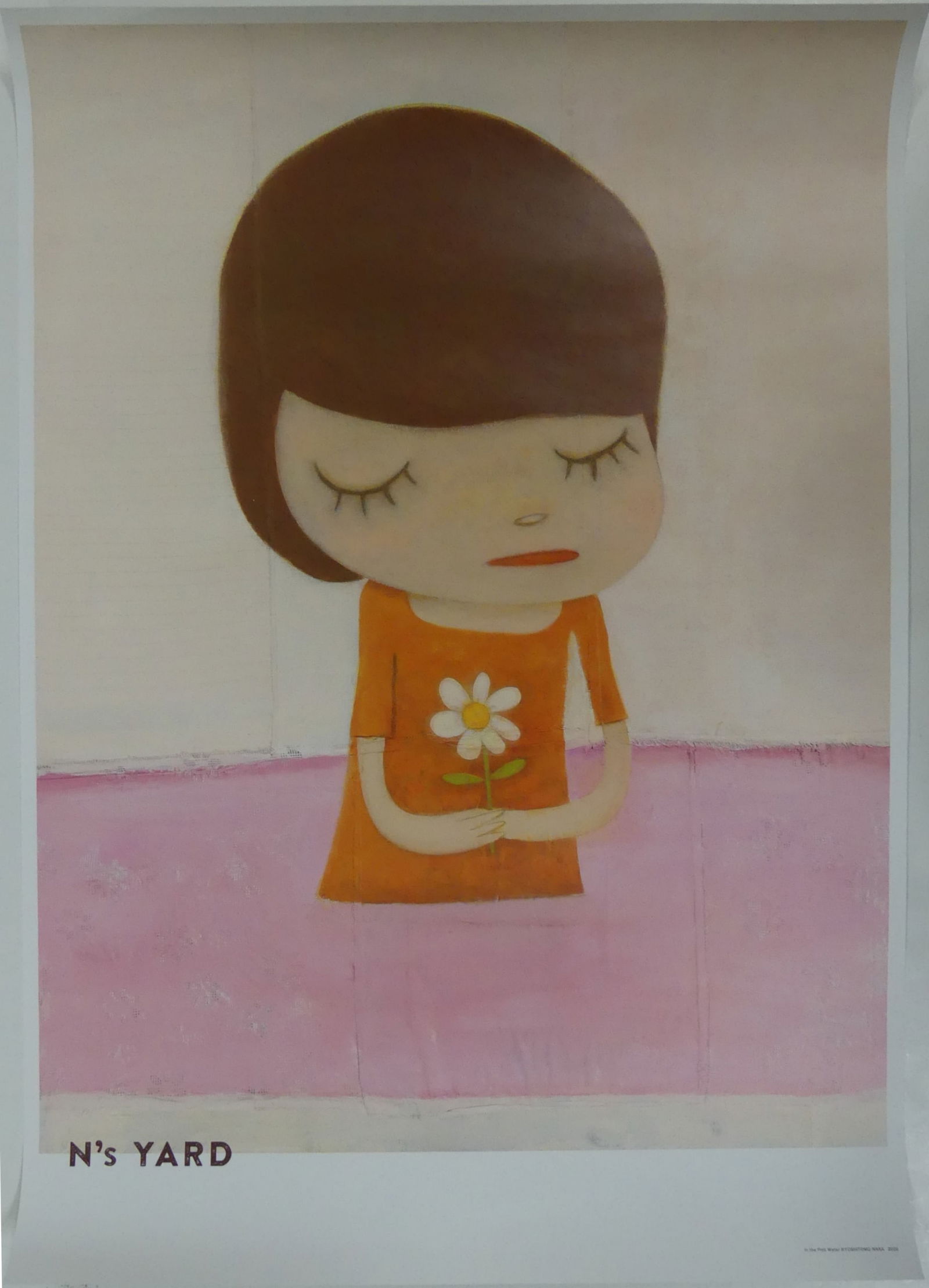 YOSHITOMO NARA 'IN THE PINK WATER' LITHOGRAPH: Yoshitomo Nara 'In the Pink Water' lithographic poster. Sheet measures 28 1/2" x 20 1/4".