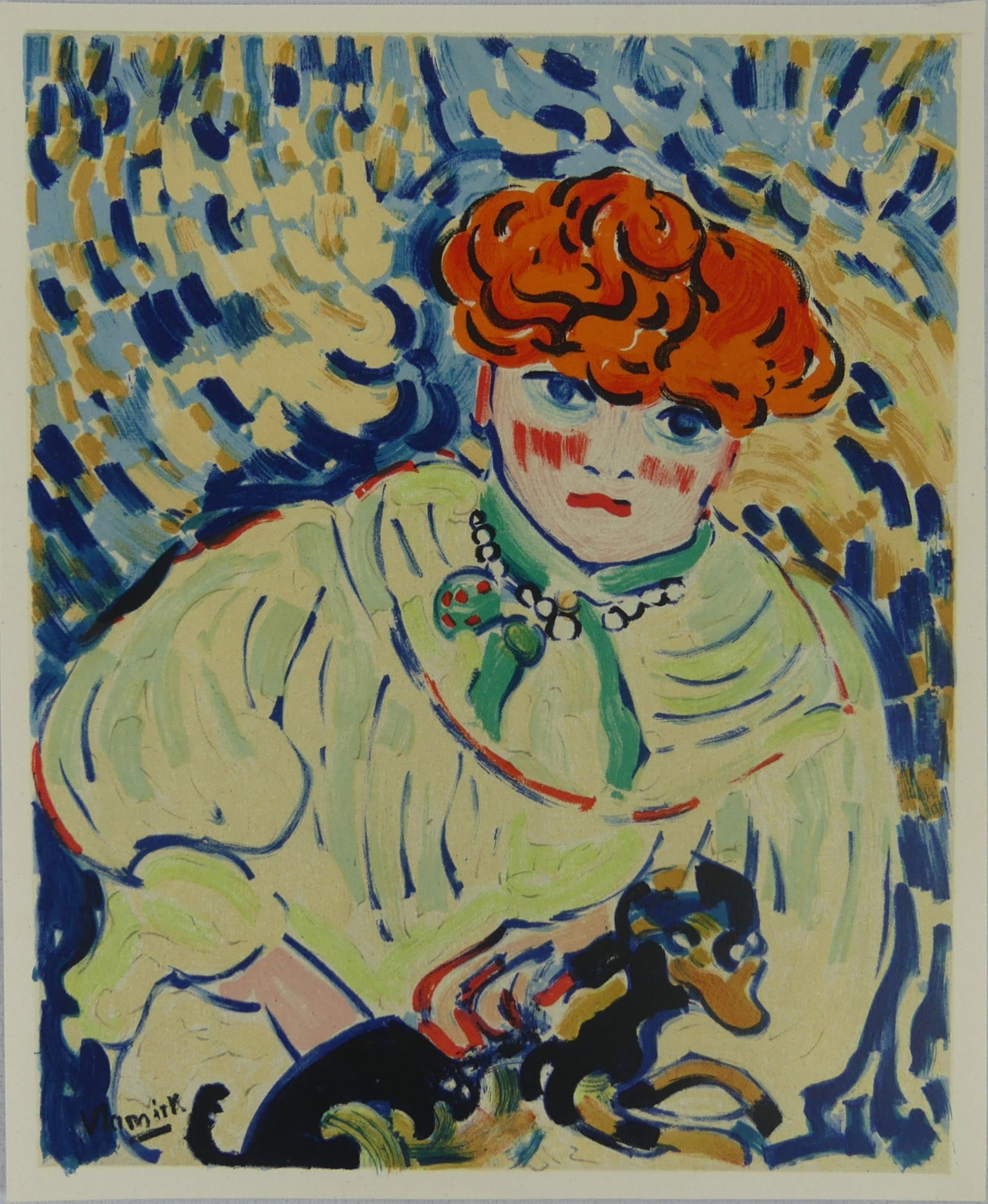 MAURICE DE VLAMINCK 'WOMAN WITH DOG' COLOR LITHO (1 of 4)