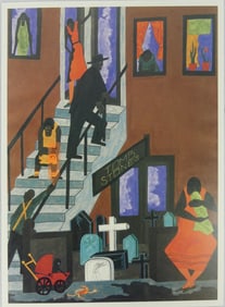 JACOB LAWRENCE 'TOMBSTONES' OFFSET LITHOGRAPH