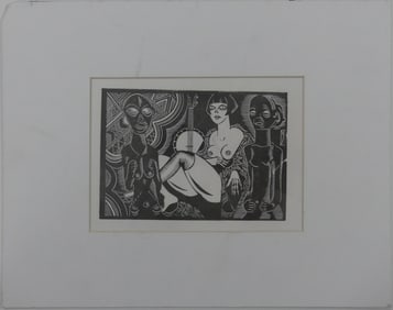 HENRI VAN STRATEN 'LE DAME AUX FETICHES' LINOCUT