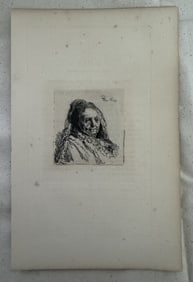 REMBRANDT 'PORTRAIT OF OLD MOTHER' ETCHING