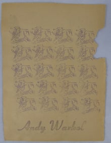 ANDY WARHOL PURPLE COWS STAMPED w STUDIO 54 TICKET