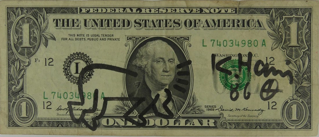 KEITH HARING ILLUSTRATED DOLLAR BILL (1 of 5)
