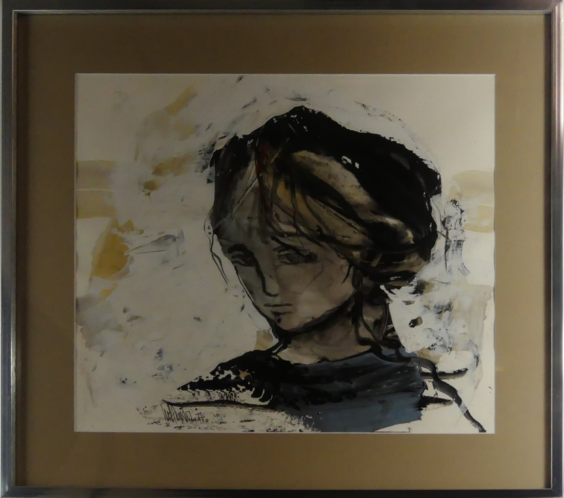 GINO HOLLANDER PORTRAIT ACRYLIC PAINTING ON PAPER (1 of 6)