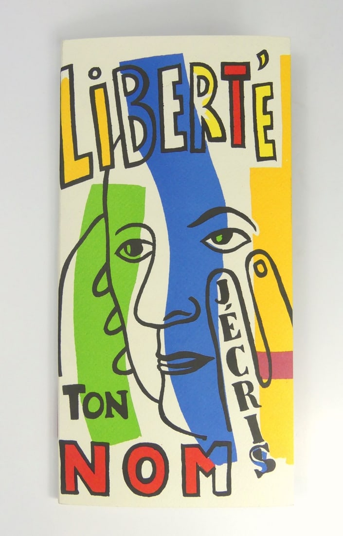 FERNAND LEGER LIBERTE LITHOGRAPHIC PAMPHLET: Fernand Leger 'Liberte, Paul Eluard' folded lithographic pamphlet. Measures 12 1/2" x 6 3/8" folded.