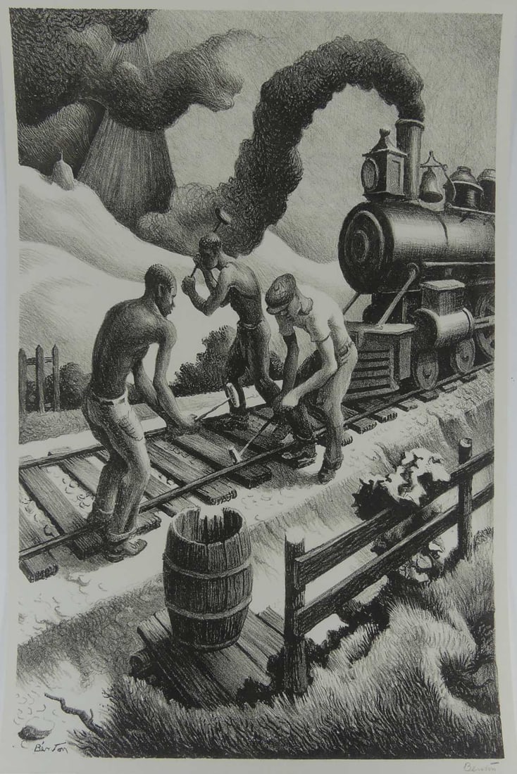 THOMAS HART BENTON 'TEN POUND HAMMER': Thomas Hart Benton 'Ten Pound Hammer' offset lithograph. Signed in the plate lower left and lower right. Sheet measures 18" x 13".