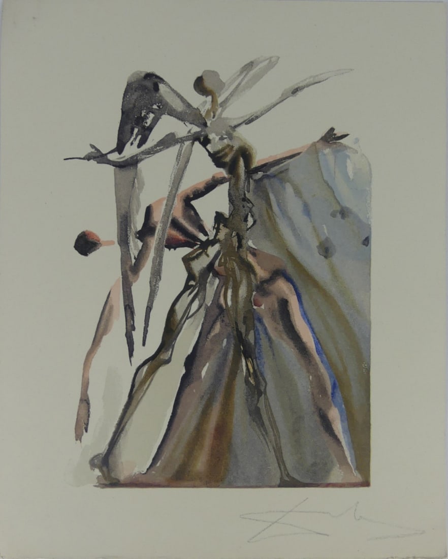 SALVADOR DALI 'THE POWERS OF THE SOUL' WOODCUT: Salvador Dali 'The Powers of the Soul' woodcut engraving. Pencil signed lower right. Sheet measures 13" x 10 1/4".