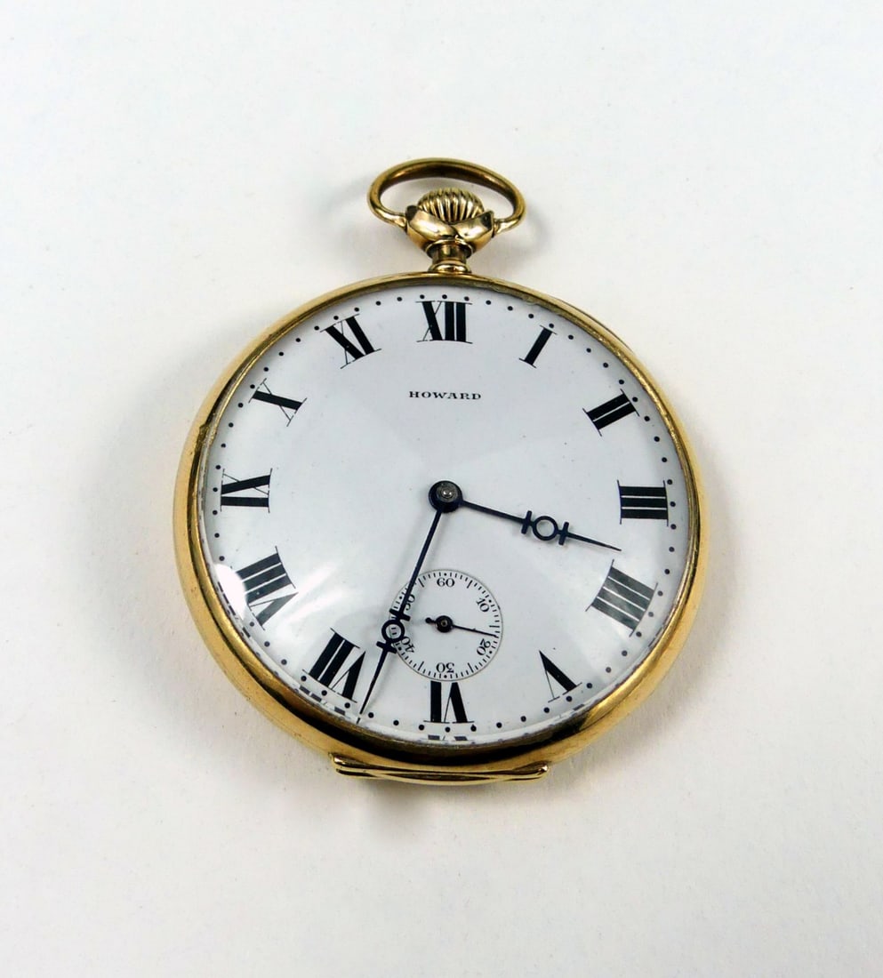 E HOWARD SOLID 14kt YELLOW GOLD POCKET WATCH (1 of 6)