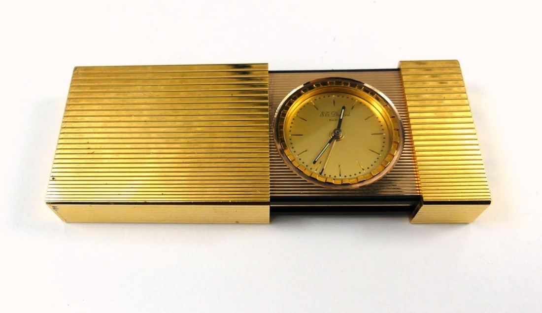 DUPONT PARIS GOLD FILLED TRAVEL ALARM CLOCK (1 of 9)