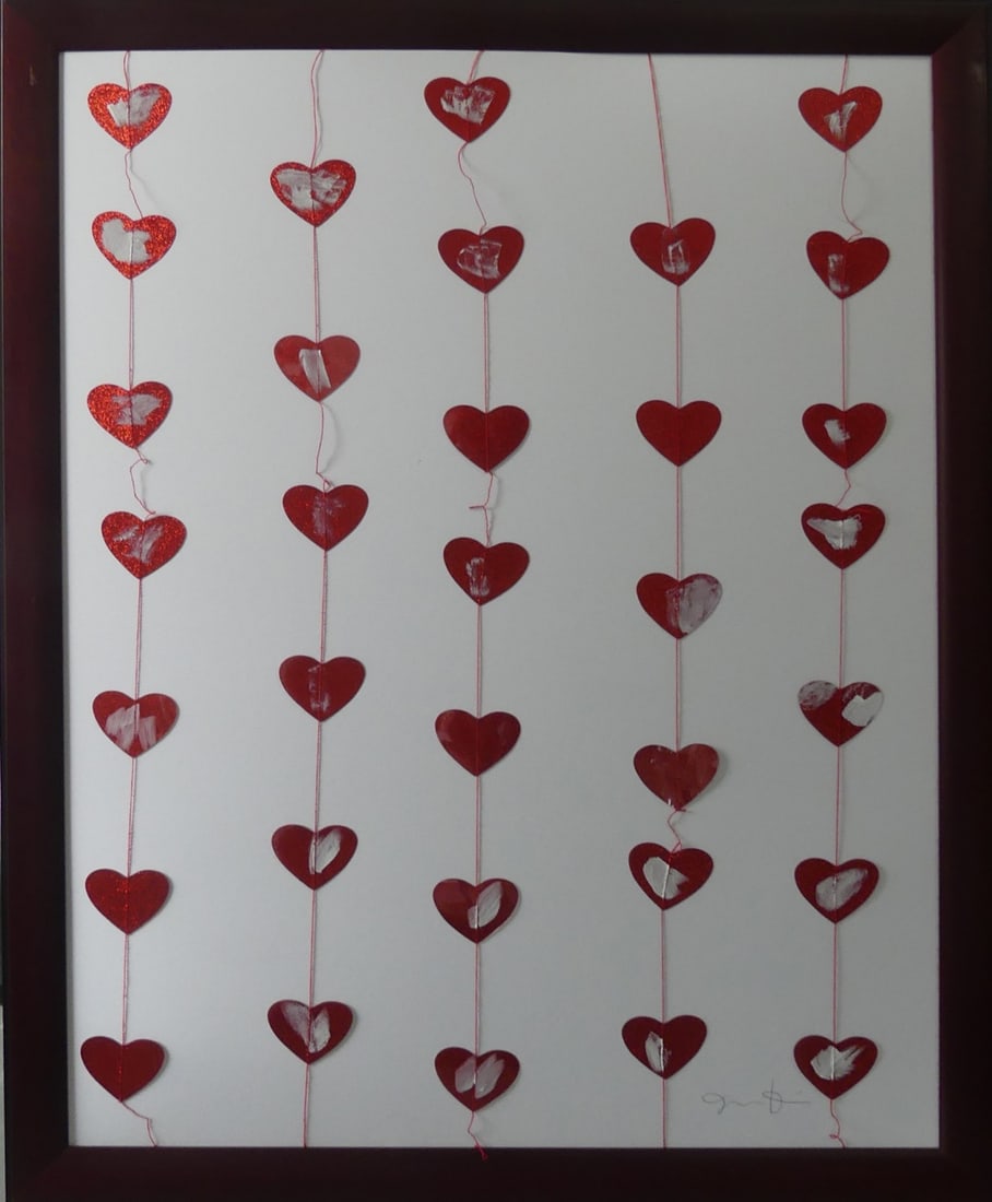 JIM DINE '33 HEARTS' MIXED MEDIA ASSEMBLAGE (1 of 6)