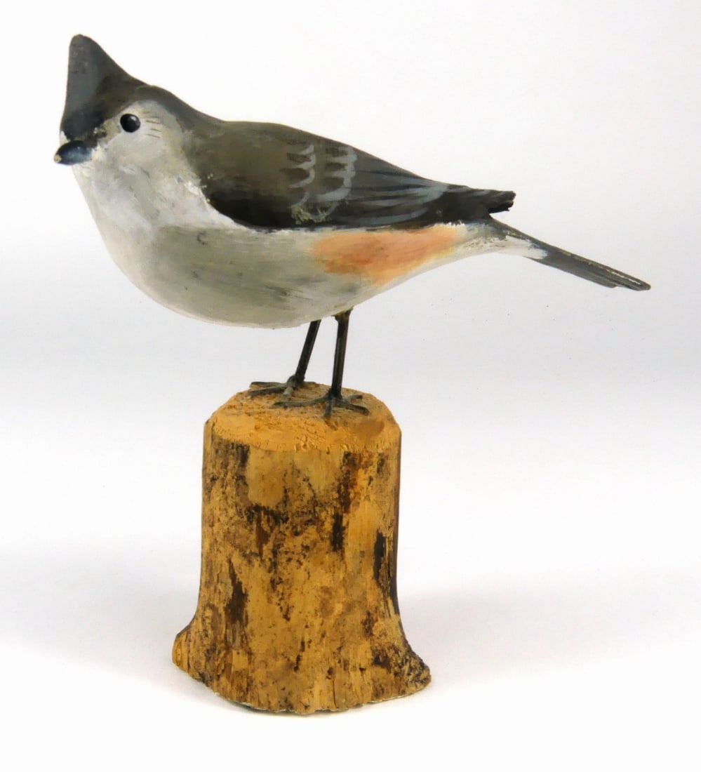 PETER PELTZ 'TUFTED TITMOUSE' CARVED SCULPTURE (1 of 7)
