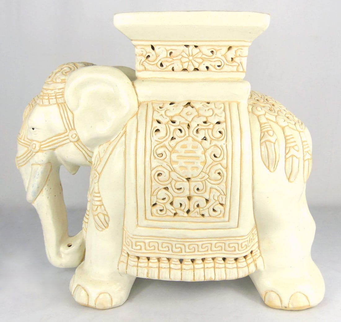 ASIAN ELEPHANT CERAMIC GARDEN SEAT (1 of 9)