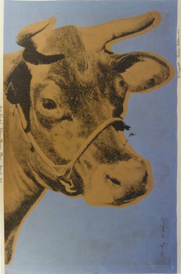 ANDY WARHOL 'COW' BROWN ON BLUE SIGNED LITHOGRAPH (1 of 6)
