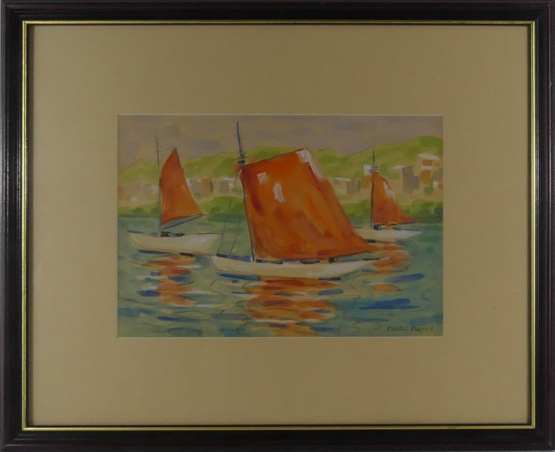 EDGAR PAYNE SAILBOATS WATERCOLOR ON PAPER (1 of 6)