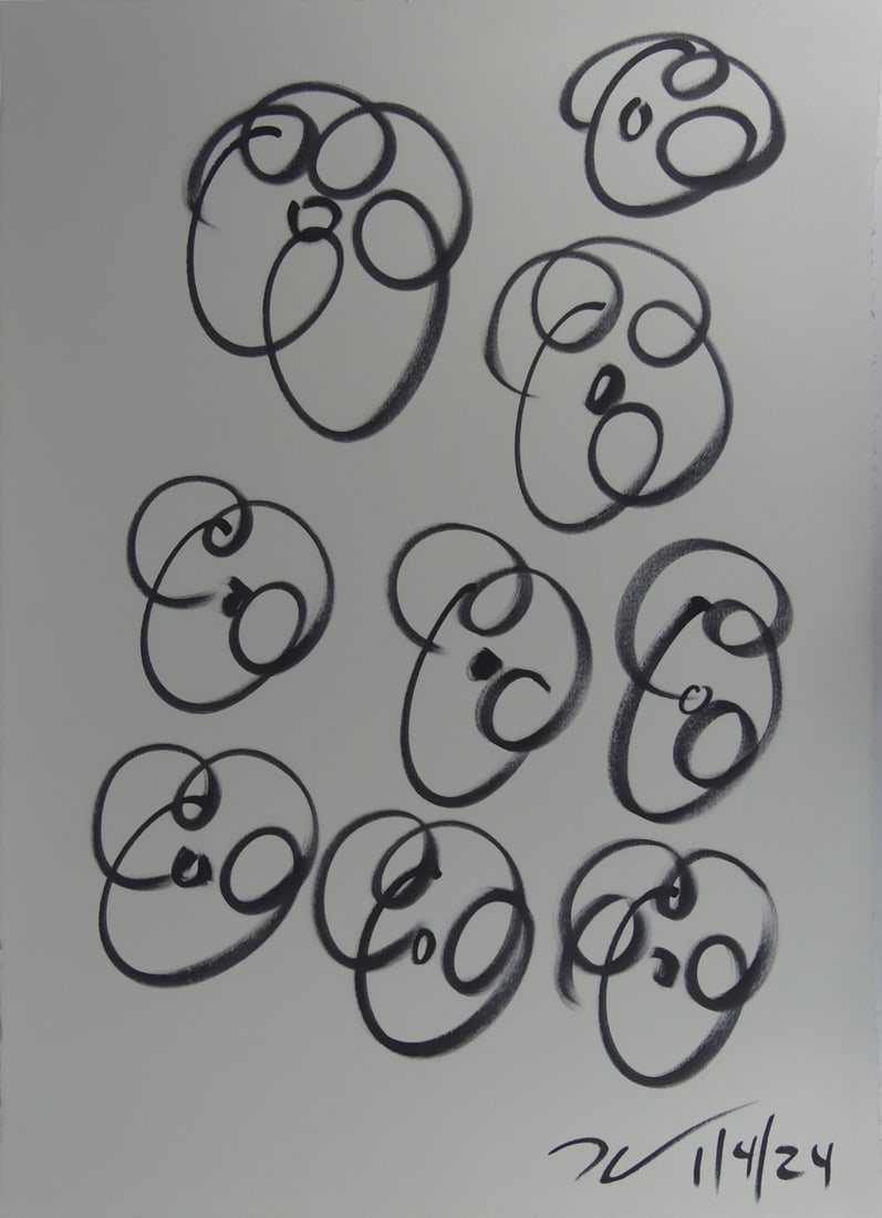 JEFF KOONS 'FLOWERS' MARKER DRAWING ON PAPER: Jeff Koons maker drawing on wove paper depicting nine flowers. Signed and dated lower right. Sheet measures 30" x 22 1/2".