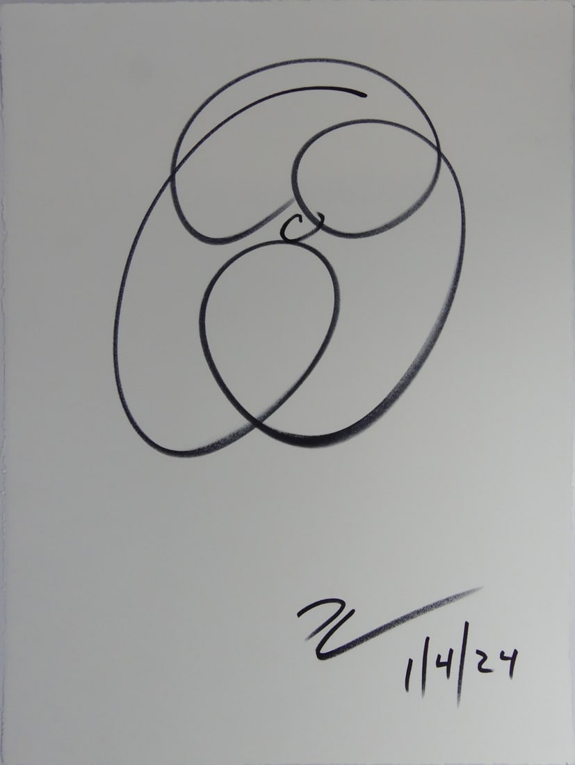 JEFF KOONS 'FLOWER' DRAWING ON PAPER: Jeff Koons 'Flower' marker drawing on paper. Signed and dated lower right. Sheet measures 30" x 22 1/2".