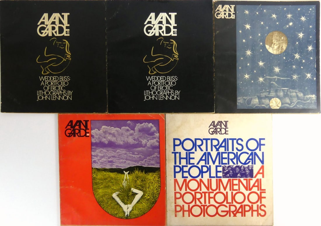 5pc AVANT GARDE MAGAZINES: Five Avant Garde magazines. Includes two John Lennon #11, plus #9, #10 and #13. Each measures 11 1/4" x 11".