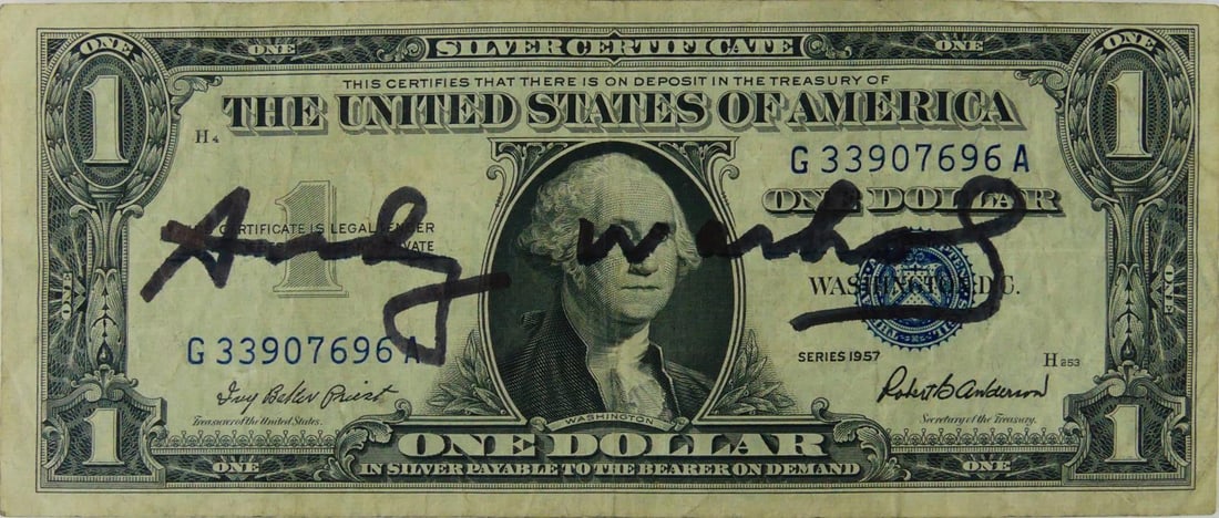 ANDY WARHOL AUTOGRAPHED SILVER CERTIFICATE (1 of 4)