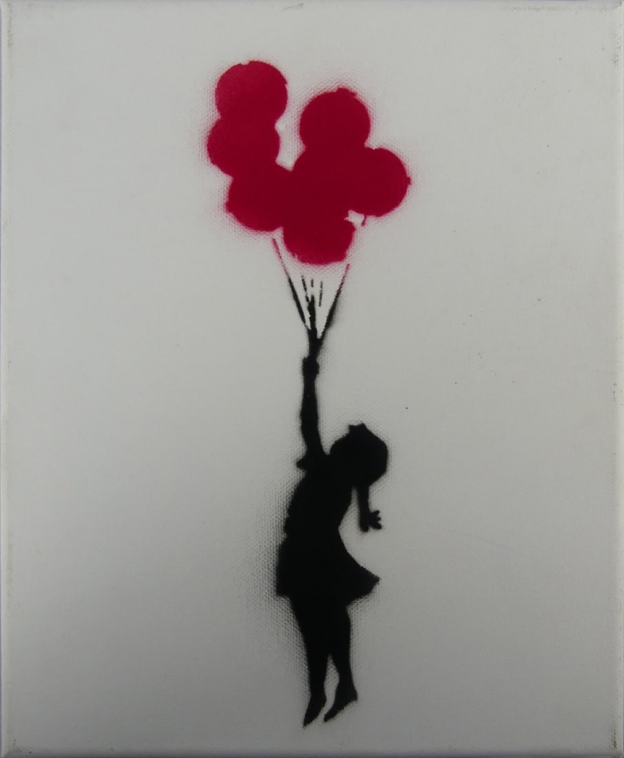 BANKSY 'BALLOON GIRL' STENCIL ON CANVAS (1 of 9)