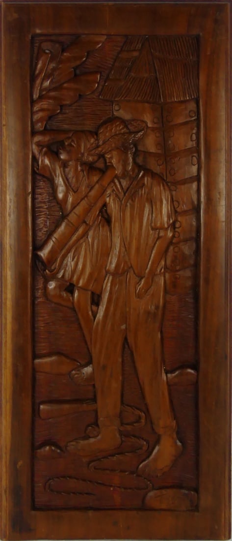 SACHA 'TEBO' THEBAUD HAITIAN CARVED WOOD PANEL (1 of 6)