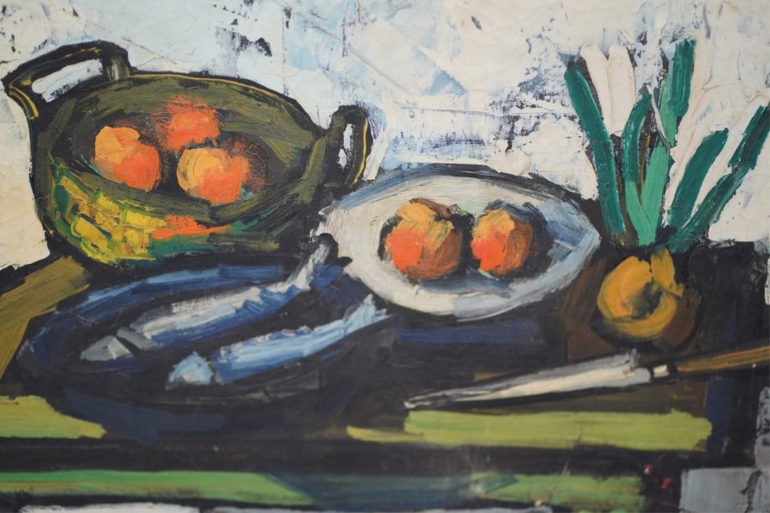 GONZALO SEBASTIAN 'STILL LIFE' OIL PAINTING CANVAS: M. Simo oil painting on canvas depicting a landscape with Royal Poinciana tree. Signed lower left and dated 1989. Viewable measures 19 1/4" x 15 1/4". Frame measures 22 1/4" x 18 1/4".