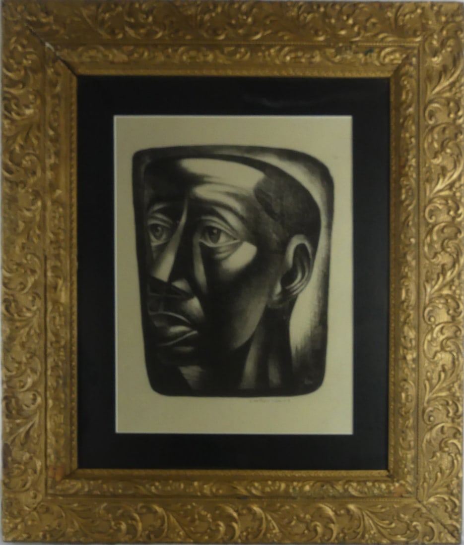 CHARLES WHITE 'JOVEN (YOUTH)' LITHOGRAPH: Charles White 'Joven (Youth)' offset lithograph on wove paper. Pencil signed lower right. Viewable measures 15 3/4" x 11 3/4". Frame measures 27 1/4" x 23 1/4" x 1 1/4".