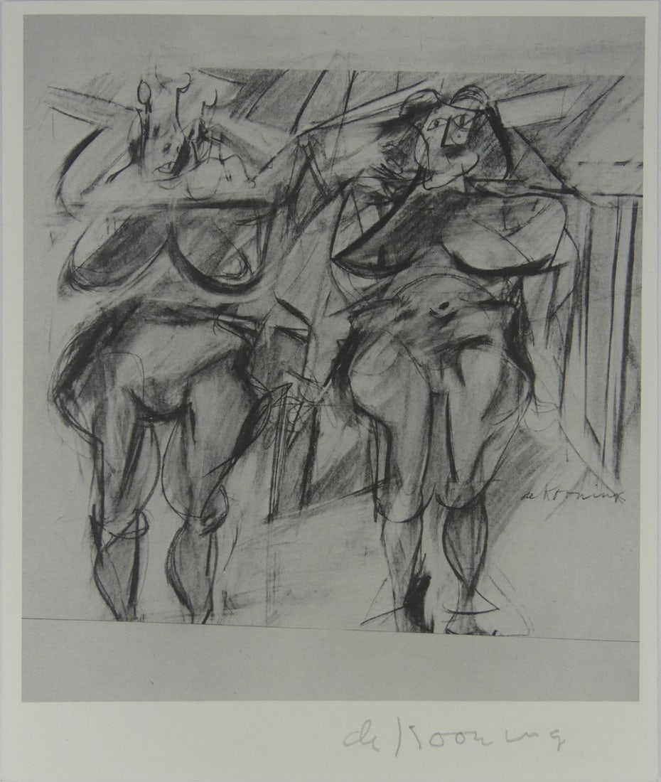 WILLEM DE KOONING 'TWO WOMEN' SIGNED: Willem de Kooning 'Two Women' offset lithograph. Pencil signed lower right. Sheet measures 10 7/8" x 9 1/8".