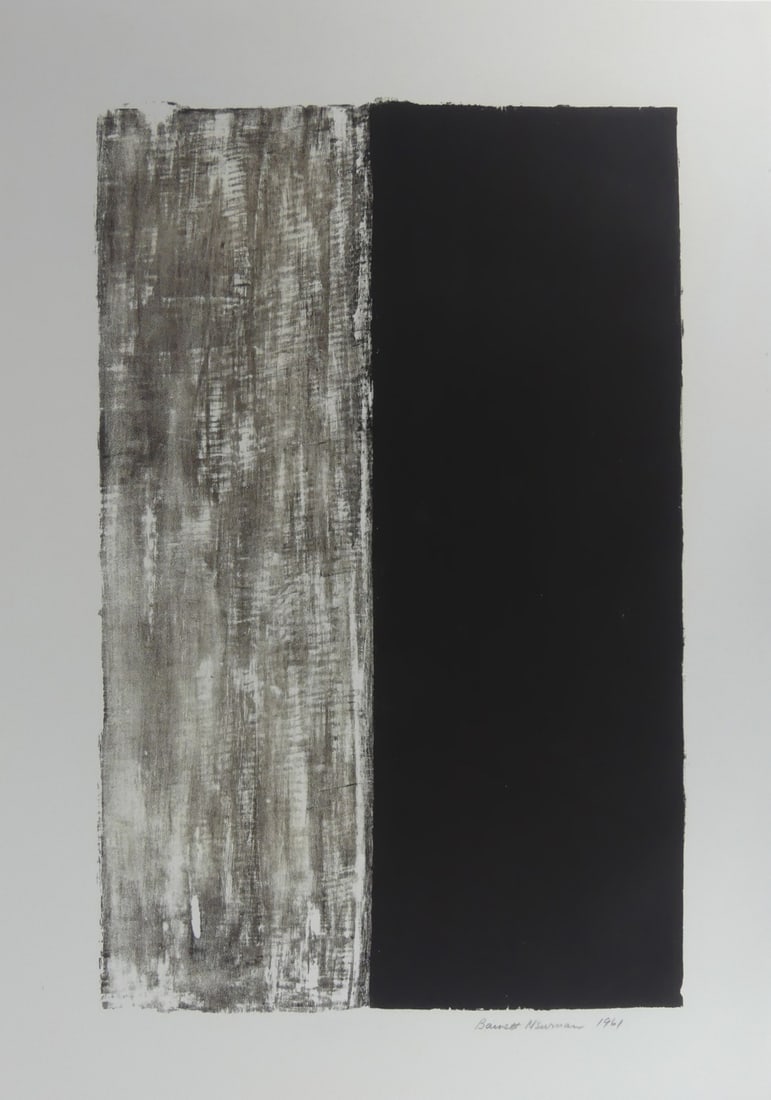 BARNETT NEWMAN 'UNTITLED': Barnett Newman 'Untitled' lithograph on wove paper. Signed and dated in the plate lower right. Sheet measures 29 3/4" x 22".