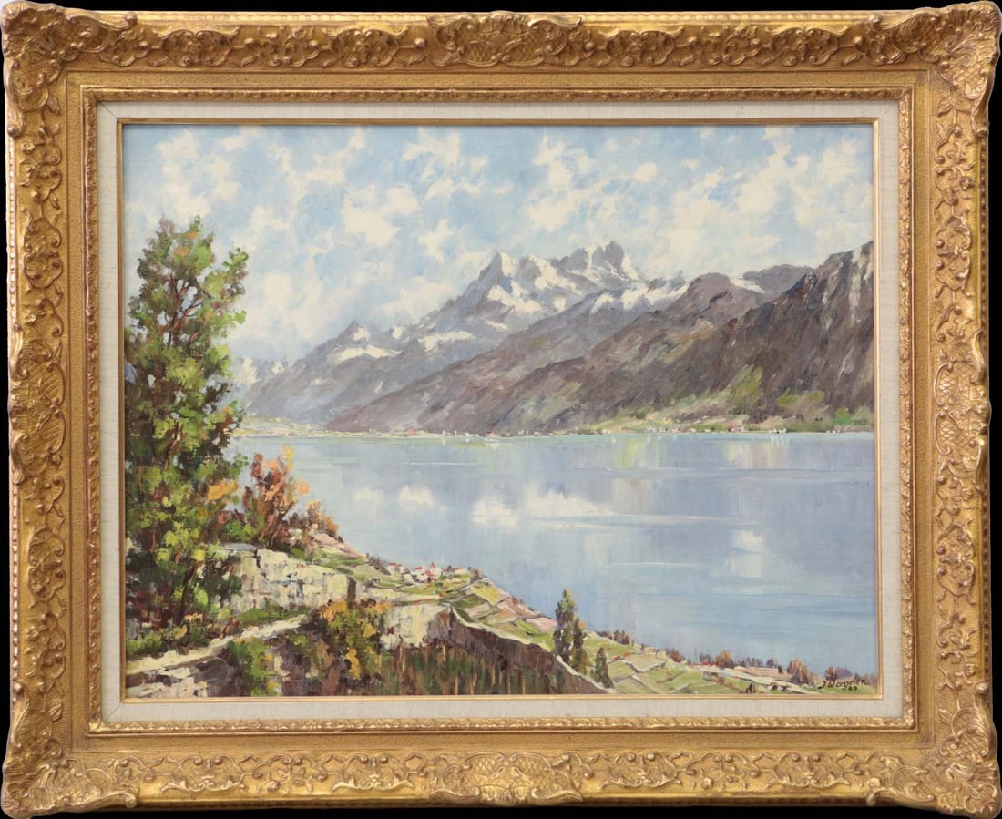 JOSEPH WAGNER 'VEVEY LAC LEMAN' OIL ON CANVAS (1 of 3)