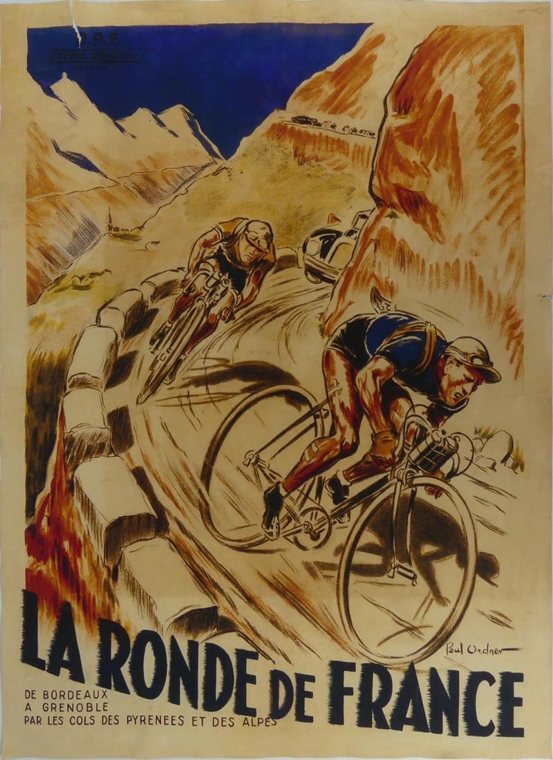 ADVERTISEMENT POSTER 'LA RONDE DE FRANCE': Bicycle / Cycling poster titled 'La Ronde De France'. Sheet measures 27 3/4" x 20". Print date unknown.