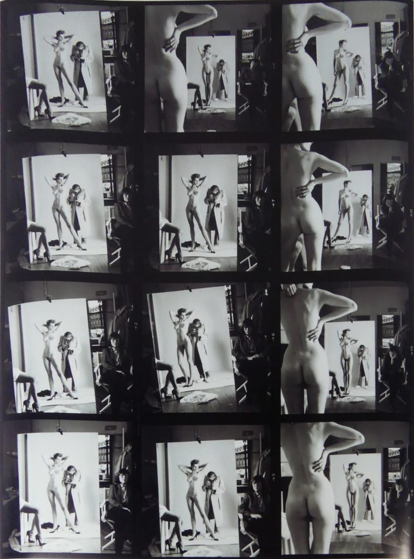 HELMUT NEWTON 'SELF PORTRAIT w WIFE' CONTACT SHEET (1 of 4)