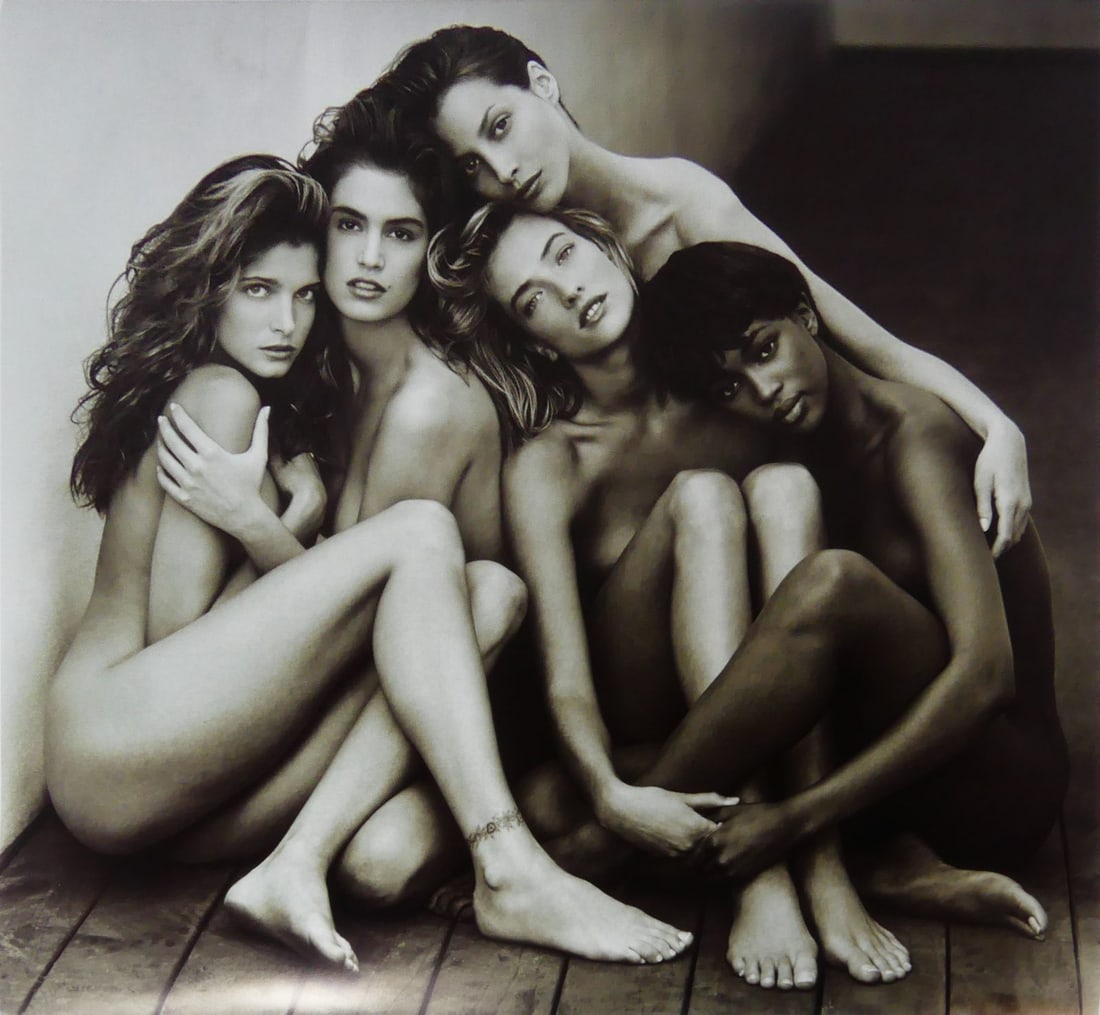 HERB RITTS 'STEPHANIE, CINDY, CHRISTY, TATJANA...': Herb Ritts 'Stephanie, Cindy, Christy, Tatjana, Naomi, Hollywood' photo print on glossy paper. Sheet measures 28" x 26".