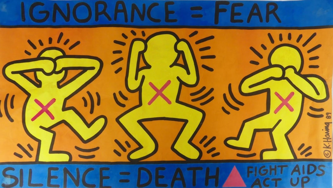KEITH HARING 'IGNORANCE = FEAR' EXHIBITION POSTER (1 of 8)