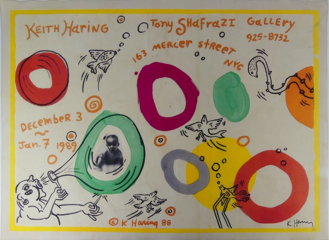 KEITH HARING 'TONY SHAFRAZI' SIGNED POSTER (1 of 7)