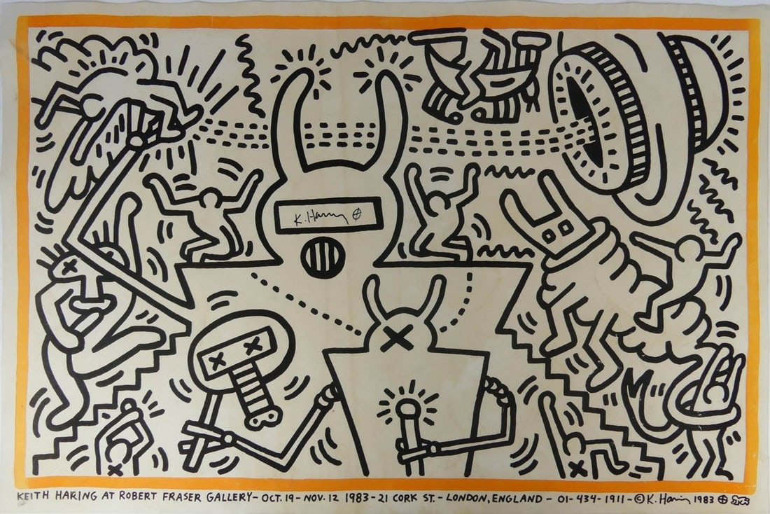KEITH HARING ROBERT FRASER GALLERY SIGNED POSTER (1 of 8)