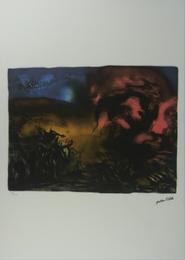 JACKSON POLLOCK 'LANDSCAPE W/ STEER' LITHOGRAPH (1 of 9)