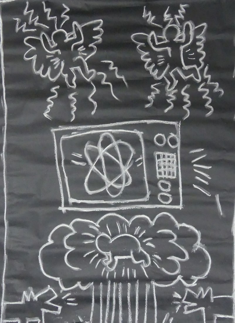 KEITH HARING SUBWAY SERIES CHALK DRAWING ON PAPER (1 of 5)